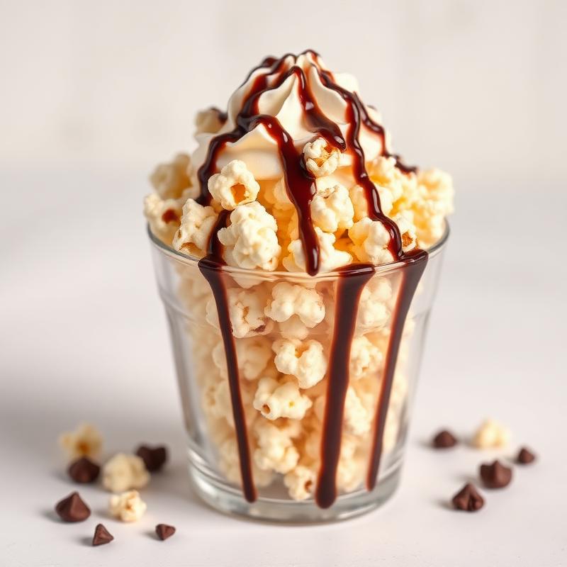 Palomitas en vaso con jarabe de chocolate